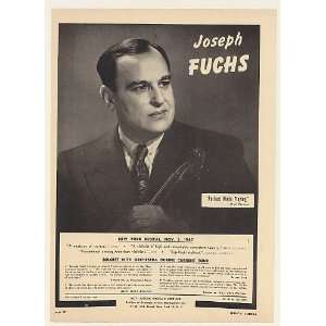  1948 Violinist Joseph Fuchs Photo Booking Print Ad (Music 