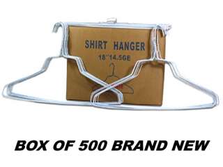 500 HANGERS WHITE 18 WIRE HANGER SHIRTS NEW SEALED BX  