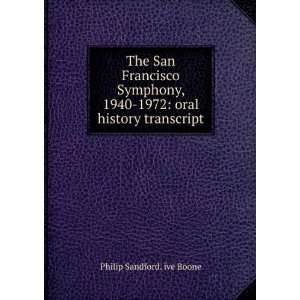   1940 1972: oral history transcript: Philip Sandford. ive Boone: Books