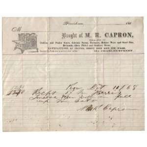   1868 BILLHEAD M.R.CARPON MANUFACTURER & DEALER STOVES 