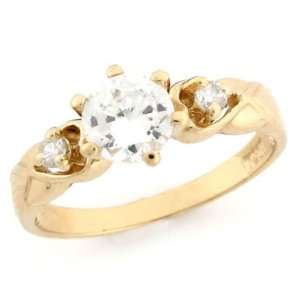  14k Solid Yellow Gold CZ Promise Ring Jewelry