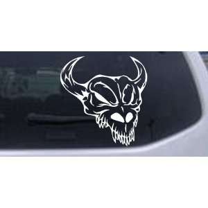 Skull With Horns Skulls Car Window Wall Laptop Decal Sticker    White 