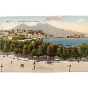  1910 Vintage Postcard Via Caracciolo and Castel dellOvo 