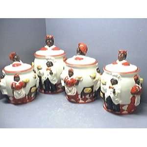  MAMMY & PAPPY Chef 3 D Canister Set of 4 Canisters NEW 