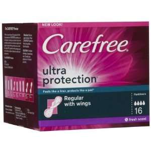 Carefree Ultra Protection Regular Pantiliners with Wings Scented 16 ct 