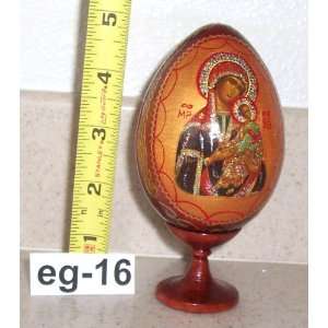  Russian Easter Icon Egg * Strastnaya Holy Mother * Wood 