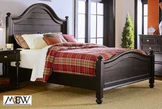 Distressed Black California King Size Panel Bed  