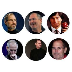Steve Jobs Set of 6 1.25 Badge Pinback Buttons