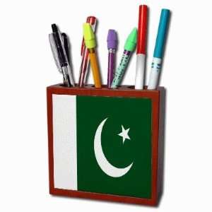  Pakistan Flag Mahogany Wood Pencil Holder