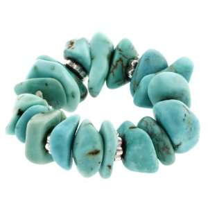    Sterling Silver Turquoise Chip Beaded Stretch Ring Jewelry
