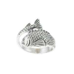  Japanese Koi Carp Fish Bypass Ring Size 8 Jewelry