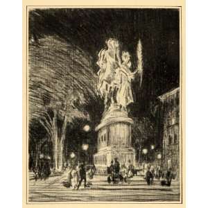  1909 Joseph Pennell General Sherman Statue NYC Print 