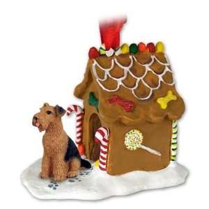  AIREDALE TERRIER Dog GINGERBREAD HOUSE Christmas Ornament 