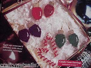 Candy Cane Light Bulb Earrings Plastic Canvas Pattern  
