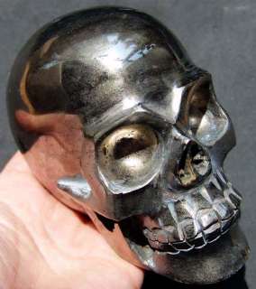 Solid Golden Pyrite Crystal Skeleton,Healing SKULL  