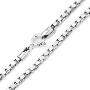 Oxidized 2.3MM 925 Sterling Silver Venetian Box Chain Necklace 18 Inch 