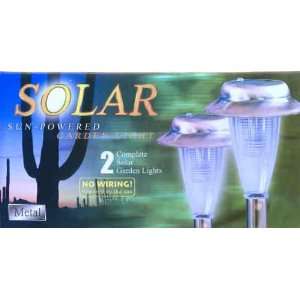   SET OF 2 SOLAR POWERED GARDEN LIGHTS STAINLESS STEEL