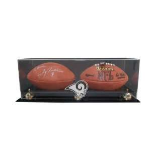  St. Louis Rams Double Football Display with Gold Risers 