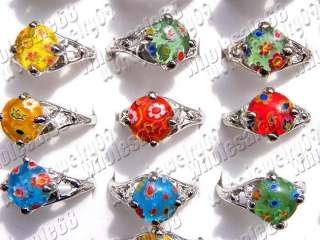 FREE 50PCS wholesale alloy silver plated murano glass womens fashion 