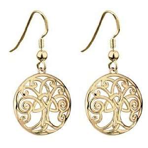 Gold Plated Tree of Life Drop Earrings   Made in Ireland 