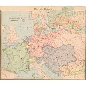  Cowperthwait 1893 Antique Map of Central Europe