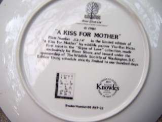 EDVIN KNOWLES A KISS FOR MOTHER Collector plate Box COA  