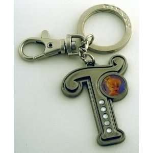  Tinker Bell Letter T Pewter Key Chain Automotive