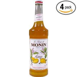 Monin Flavored Syrup, Mango, 33.8 Ounce Plastic Bottles (Pack of 4 