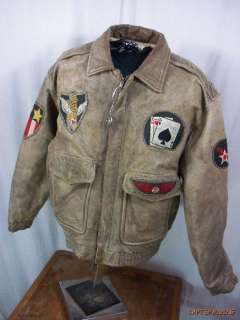   Leather Flight Flying Jacket.Mens 40.Flying Tigers CBI Patches.  