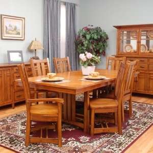  Arts and Crafts Bungalow 7 Piece Dining Set with Wood Seat 