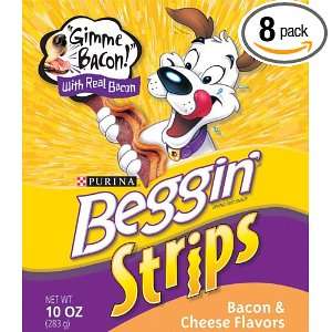 Beggin Strips, Cheese Flavor Dog Snacks, 10 Ounce Bags (Pack of 8)