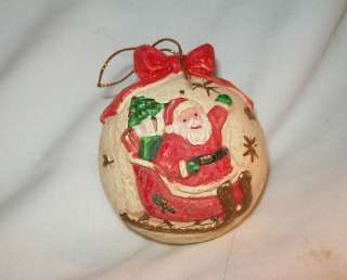 vintage lot of 5 ceramic Christmas tree ornaments Santa bell bear ball 