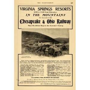  1902 Ad Chesapeake & Ohio Railway Virginia Hot Springs 