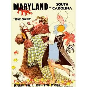1958 Maryland vs. Soth Carolina 36 x 48 Canvas Historic Football Print 