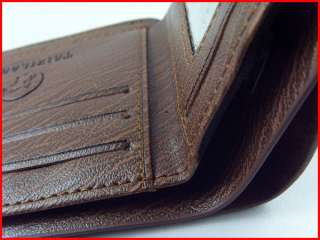 Dark Coffee Bifold Solf Wolf Real Genuine Leather ID Holder Zipper 