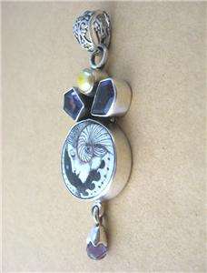 Scrimshaw Chakra shell amethyst mermaid goddess pendant  