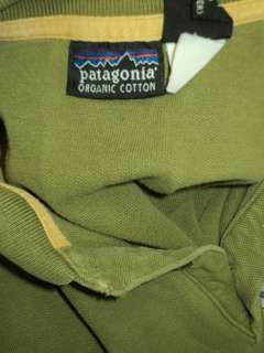Mens PATAGONIA Green Organic Cotton Polo Shirt Sz L Large  
