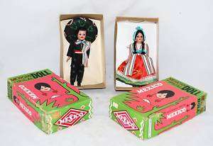Vintage Mexican Dolls MIB Charro and Mexican Girl Doll  
