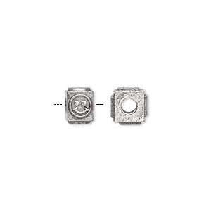  #739 Silver pewter, 8x6mm cube, happy face symbol   sold 