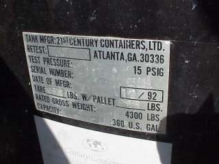 350 360 Gallon Chemical Poly Storage tank Tote  