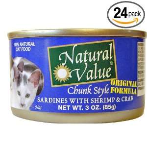 Natural Value Cat Food, Chunk Style Sardines with Shrimp & Crab, 3 