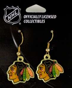 NHL Chicago Blackhawks Logo Fish Hook Earrings Licensed  