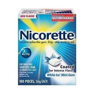  Nicorette Smoking Cessation Gum 2mg Kit White Ice 100 