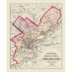   PHILADELPHIA COUNTY & CITY PENNSYLVANIA (PA) MAP 1872: Home & Kitchen
