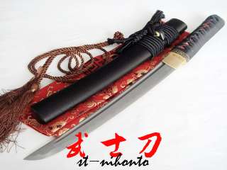Clay tempered JP katana choji hamon blade demon tsuba  