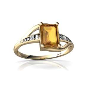   : 14K Yellow Gold Emerald cut Genuine Citrine Ring Size 4.5: Jewelry