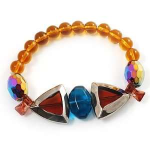 Citrine Bead Glass Stretch Bracelet: Jewelry