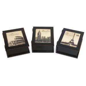  Set of 3 Decorative European City Postcard Boxes