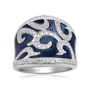   Enamel Swirl Diamond Ring (1/4 cttw, I J Color, I2 I3 Clarity), Size 5
