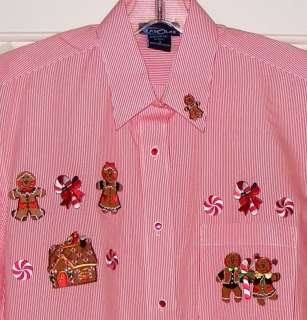   Baby Stripe Christmas Shirt w/Gingerbread House, People & Candy  
